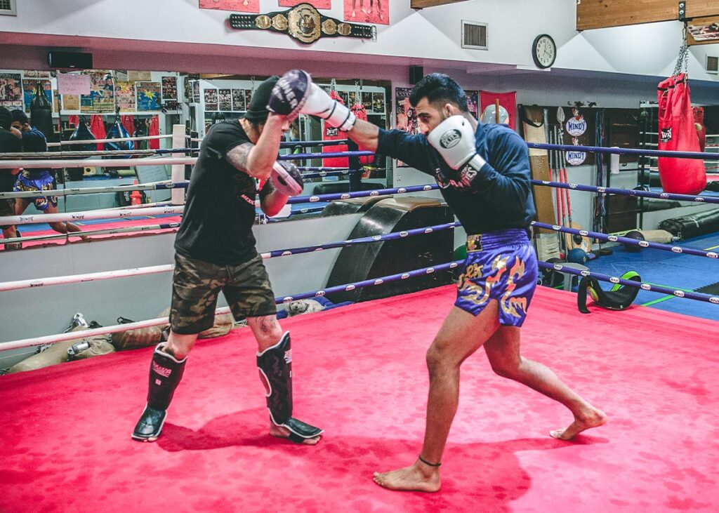 Two men practicing Kickboxing at Brave MMA & Fitness