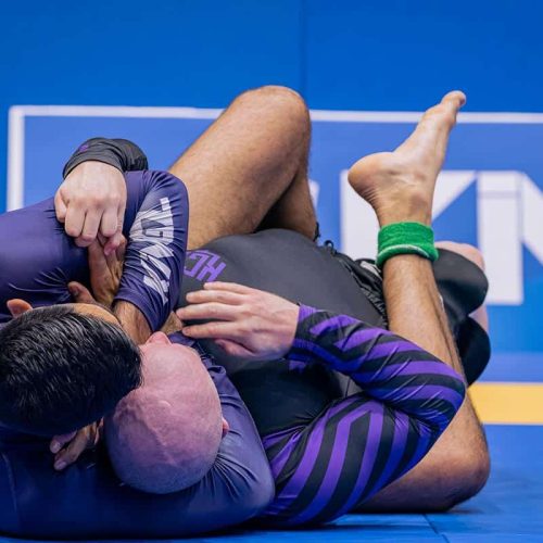 TWo men in a Jiu Jitsu No Gi Competition